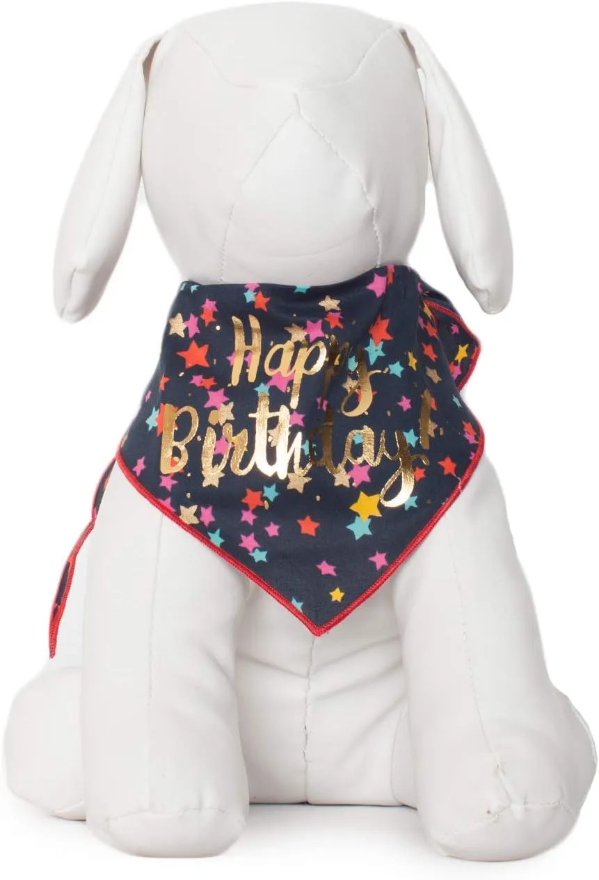 Happy Birthday Dog Bandana Confetti Design Fits Medium to Large Sized Dogs - 100% Cotton