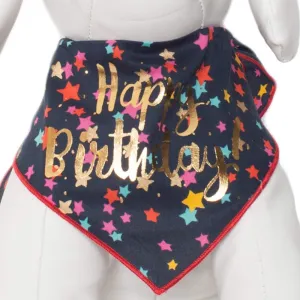 Happy Birthday Dog Bandana Confetti Design Fits Medium to Large Sized Dogs - 100% Cotton