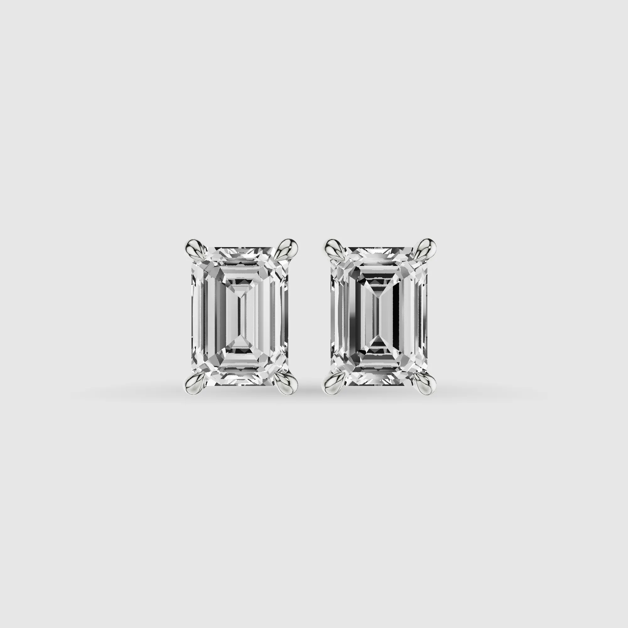 Hidden Halo Solitaire Lab Grown Diamond Studs-Emerald Cut
