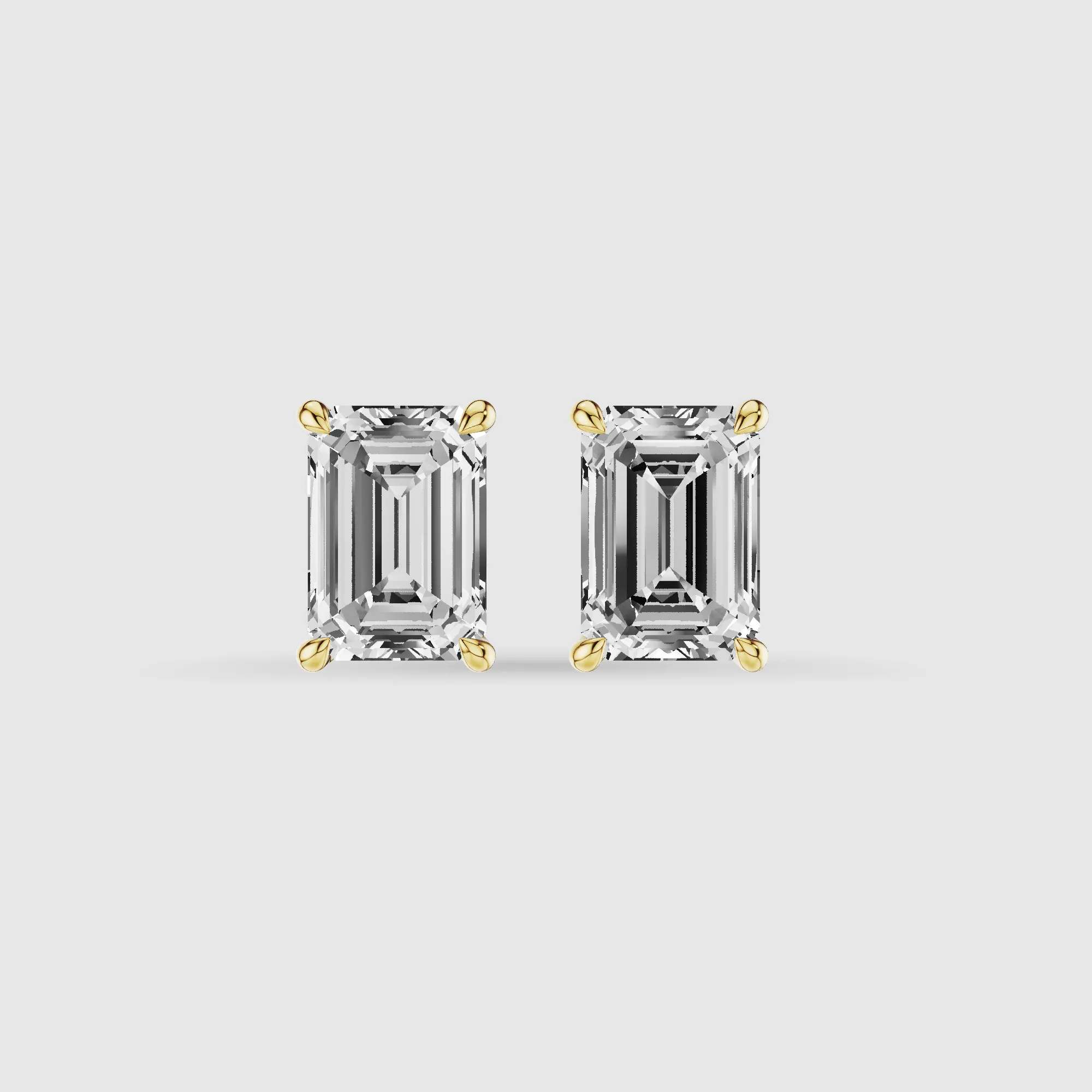Hidden Halo Solitaire Lab Grown Diamond Studs-Emerald Cut