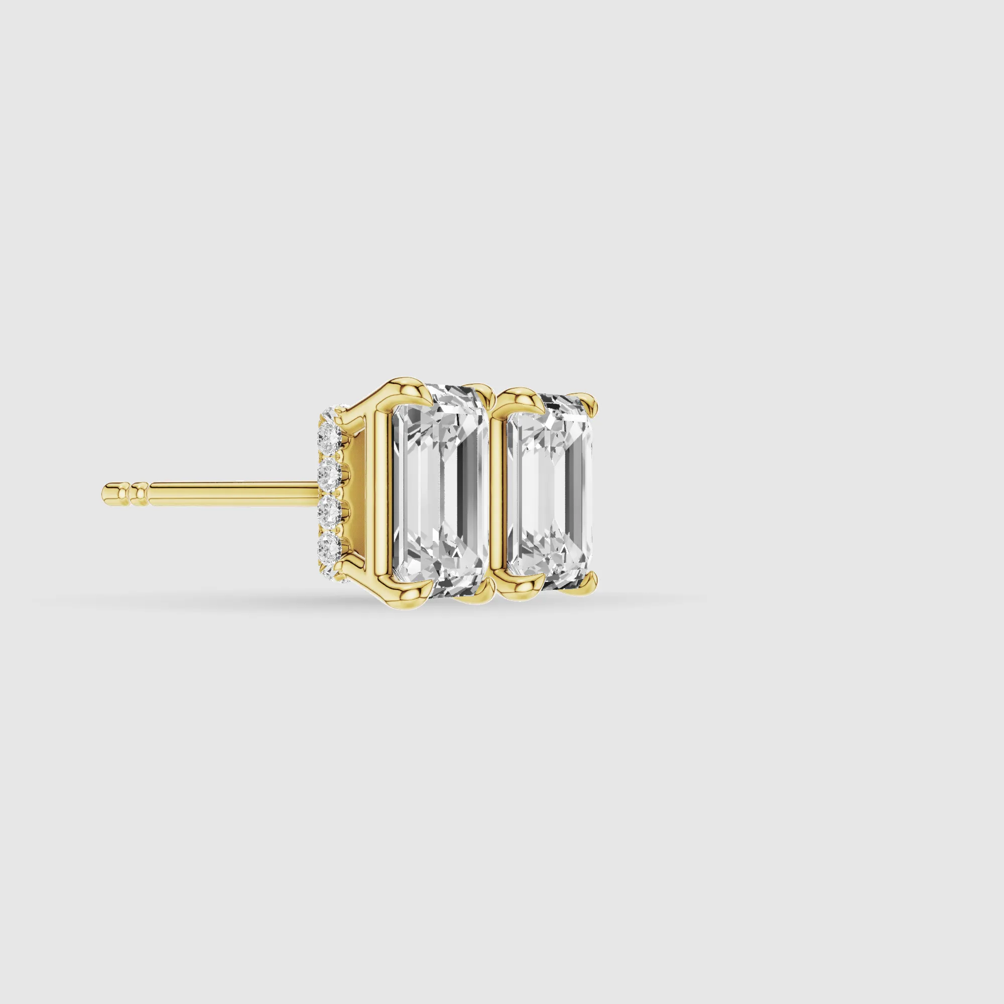 Hidden Halo Solitaire Lab Grown Diamond Studs-Emerald Cut