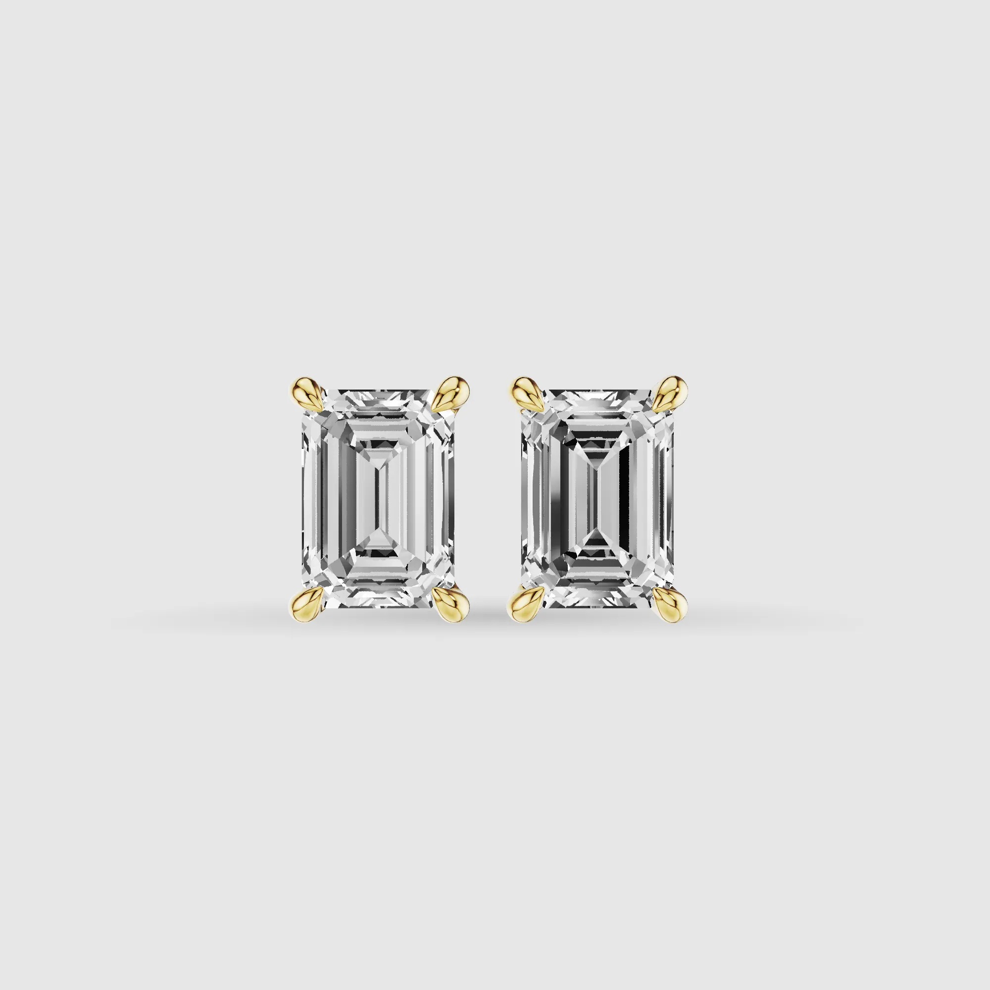Hidden Halo Solitaire Lab Grown Diamond Studs-Emerald Cut