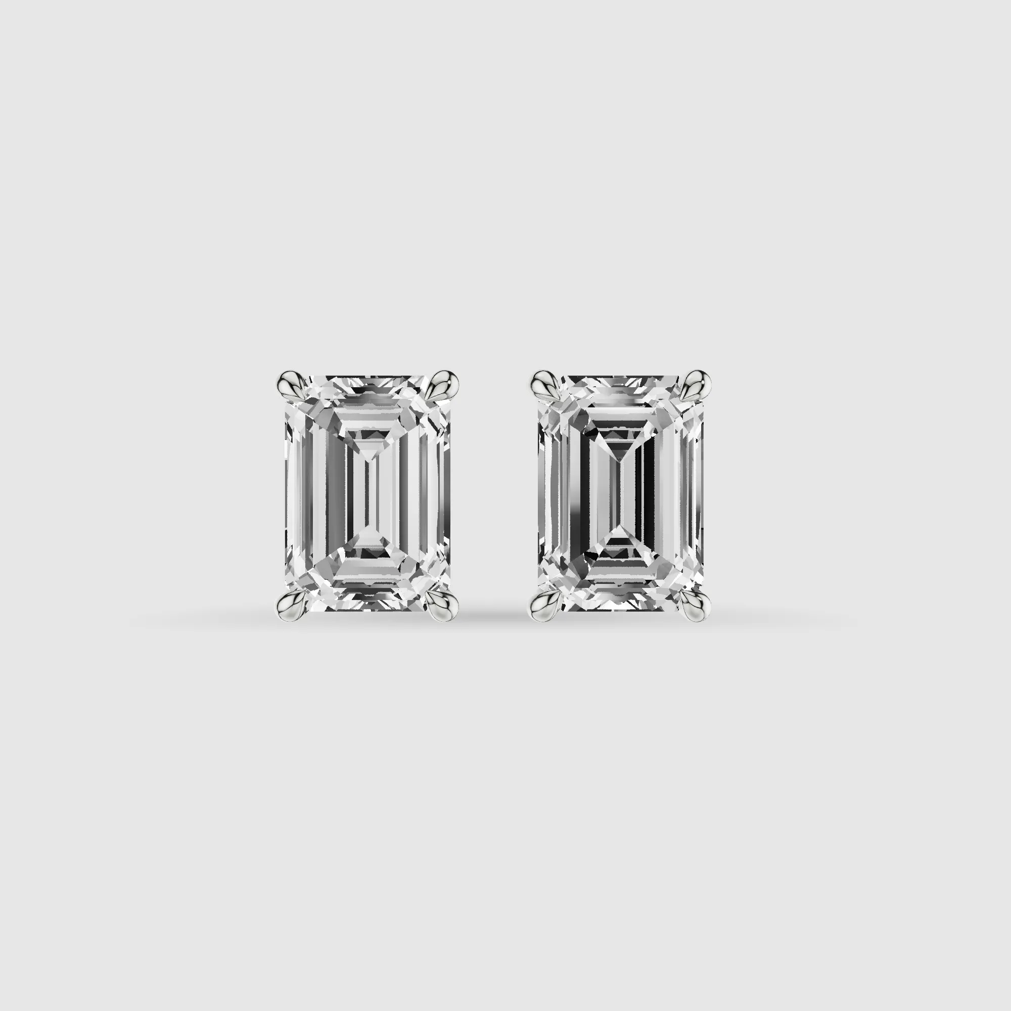 Hidden Halo Solitaire Lab Grown Diamond Studs-Emerald Cut