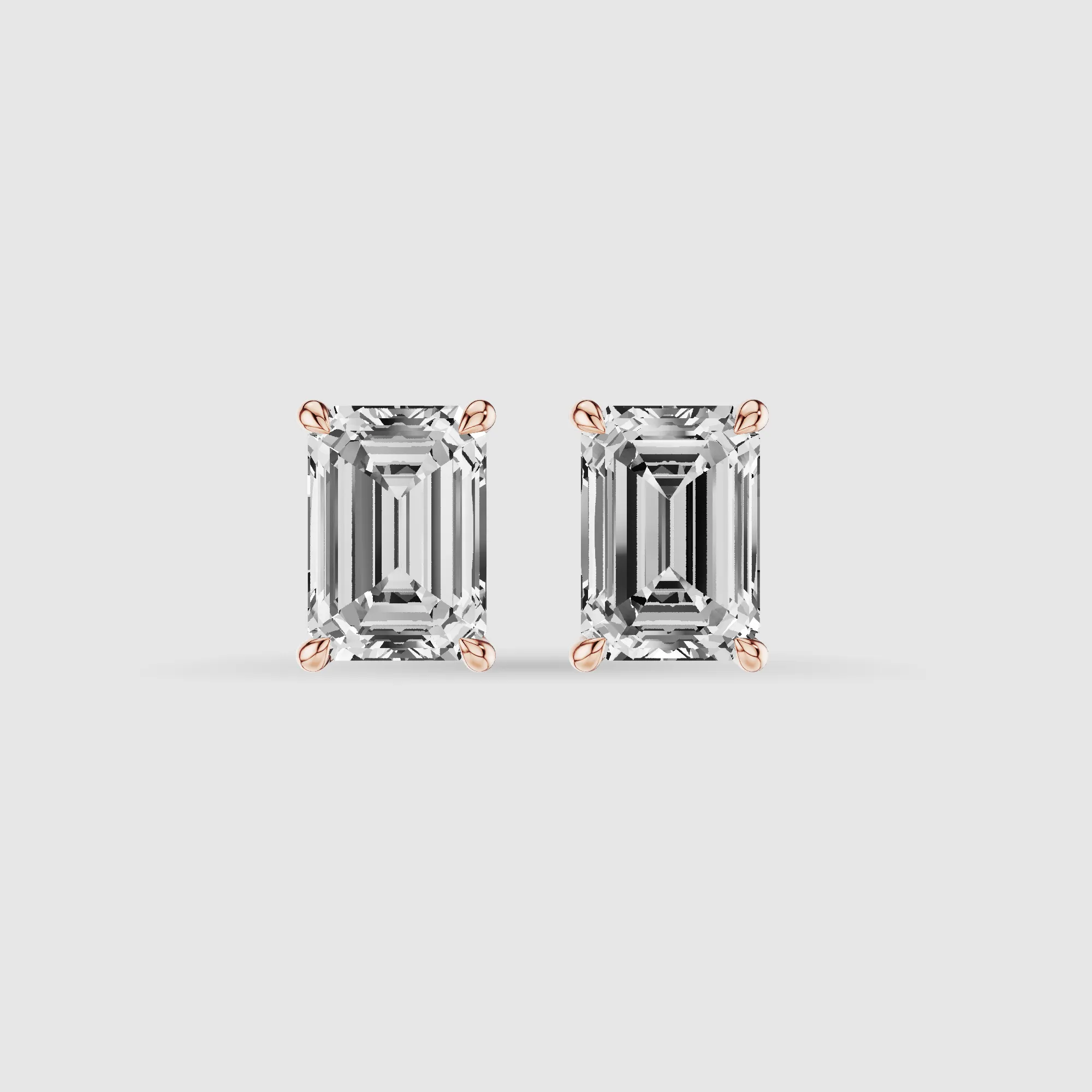 Hidden Halo Solitaire Lab Grown Diamond Studs-Emerald Cut
