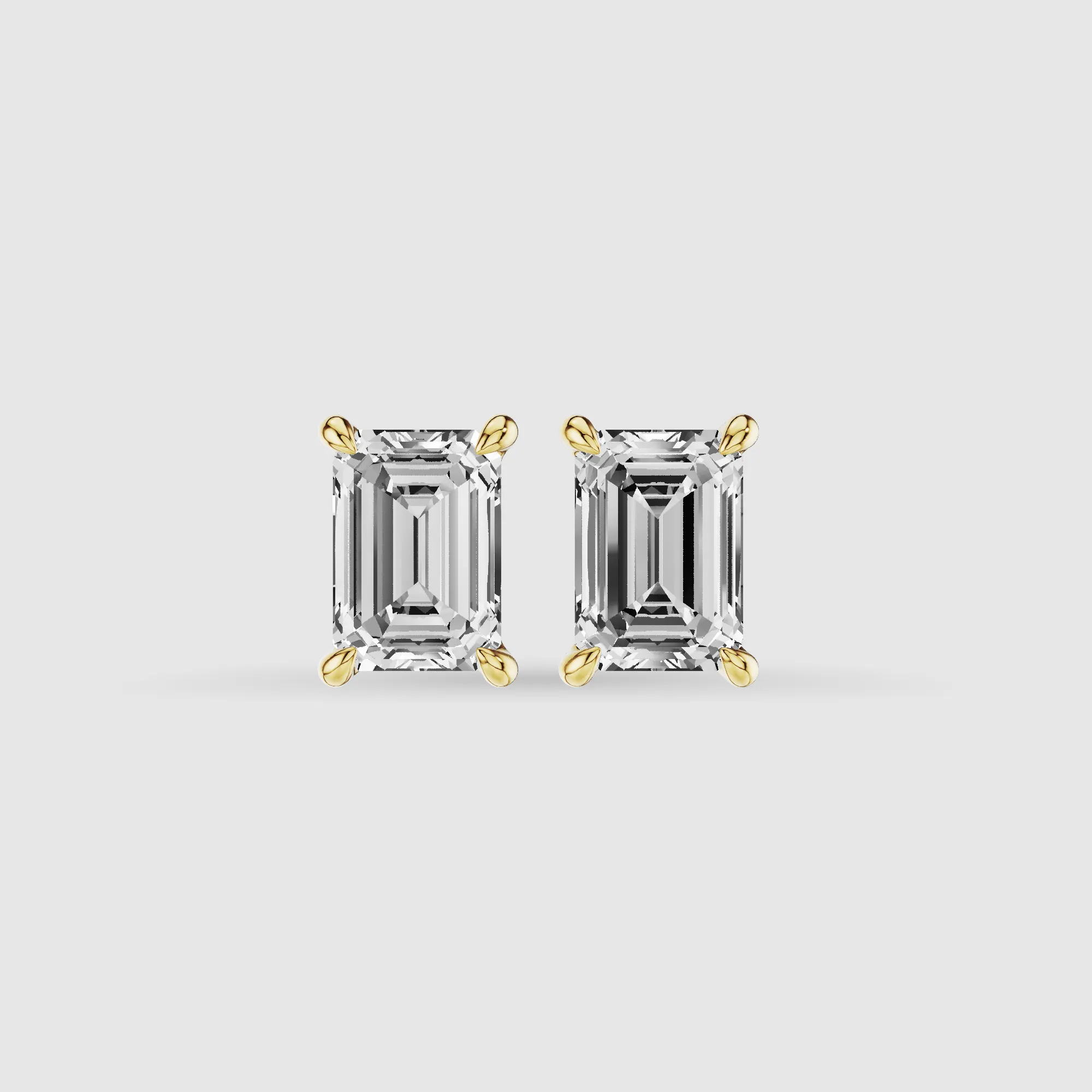 Hidden Halo Solitaire Lab Grown Diamond Studs-Emerald Cut
