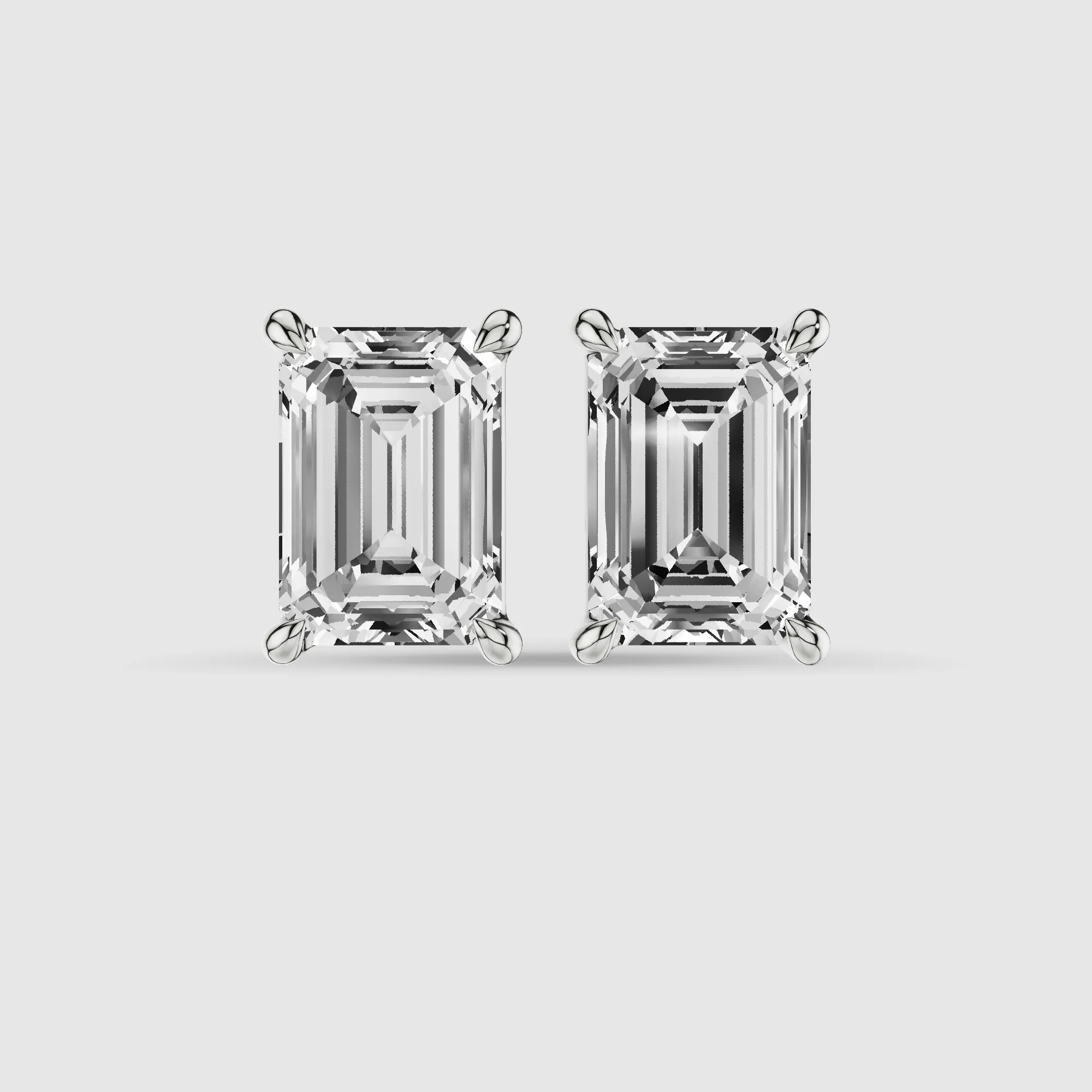 Hidden Halo Solitaire Lab Grown Diamond Studs-Emerald Cut
