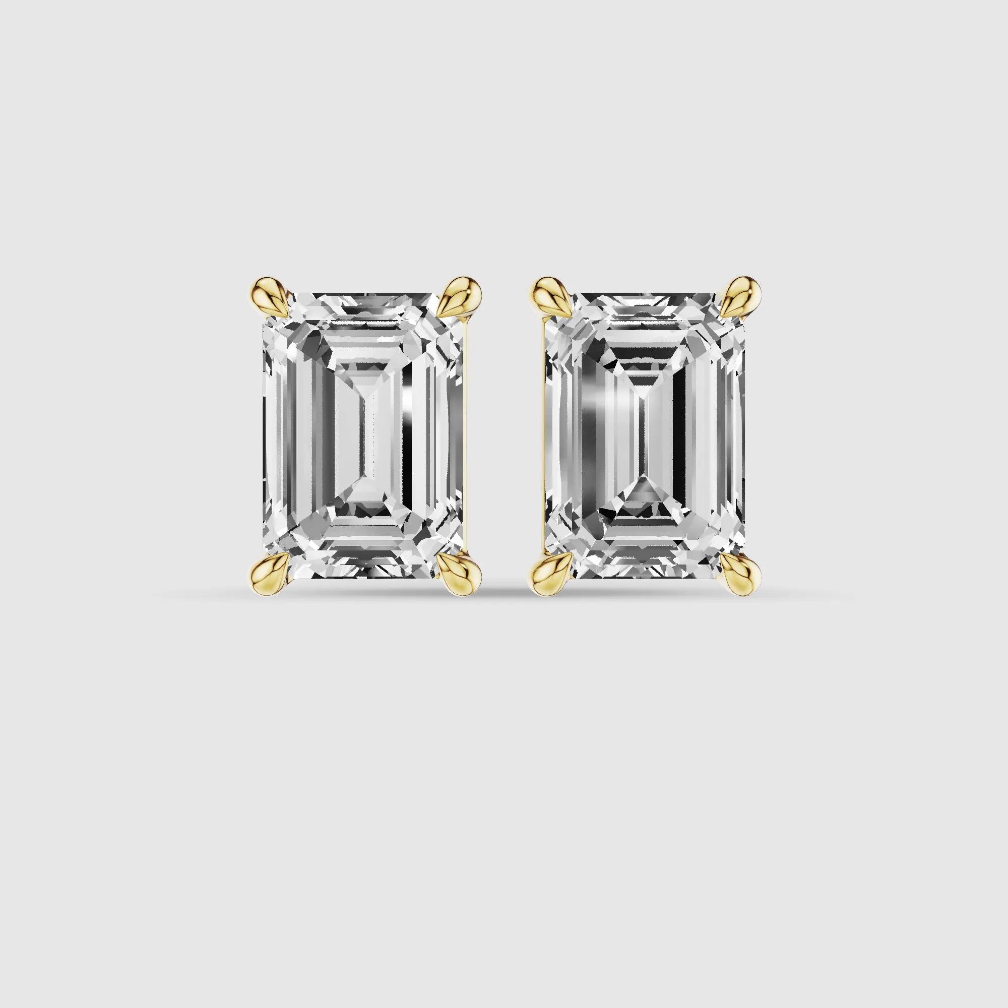 Hidden Halo Solitaire Lab Grown Diamond Studs-Emerald Cut