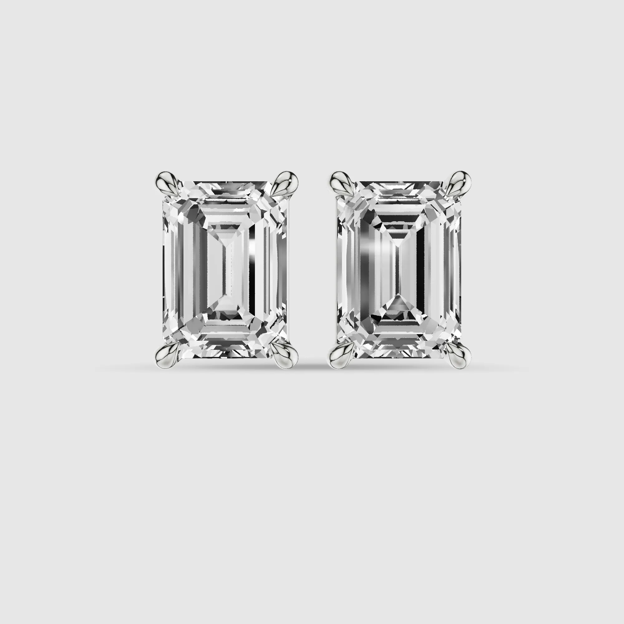 Hidden Halo Solitaire Lab Grown Diamond Studs-Emerald Cut