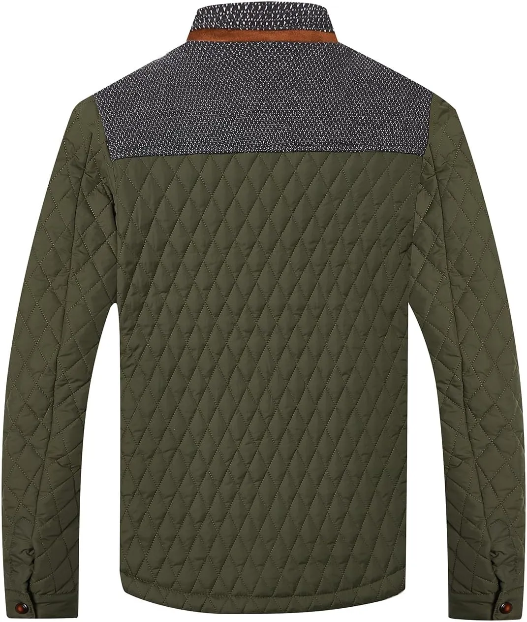 HOOD CREW Men??s Quilted Down Jacket Autumn Winter Coat Lightweight Business Causal Shirt Jacket
