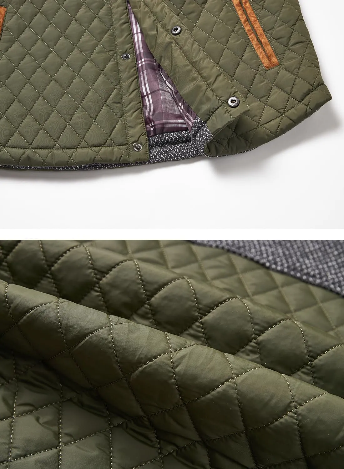 HOOD CREW Men??s Quilted Down Jacket Autumn Winter Coat Lightweight Business Causal Shirt Jacket