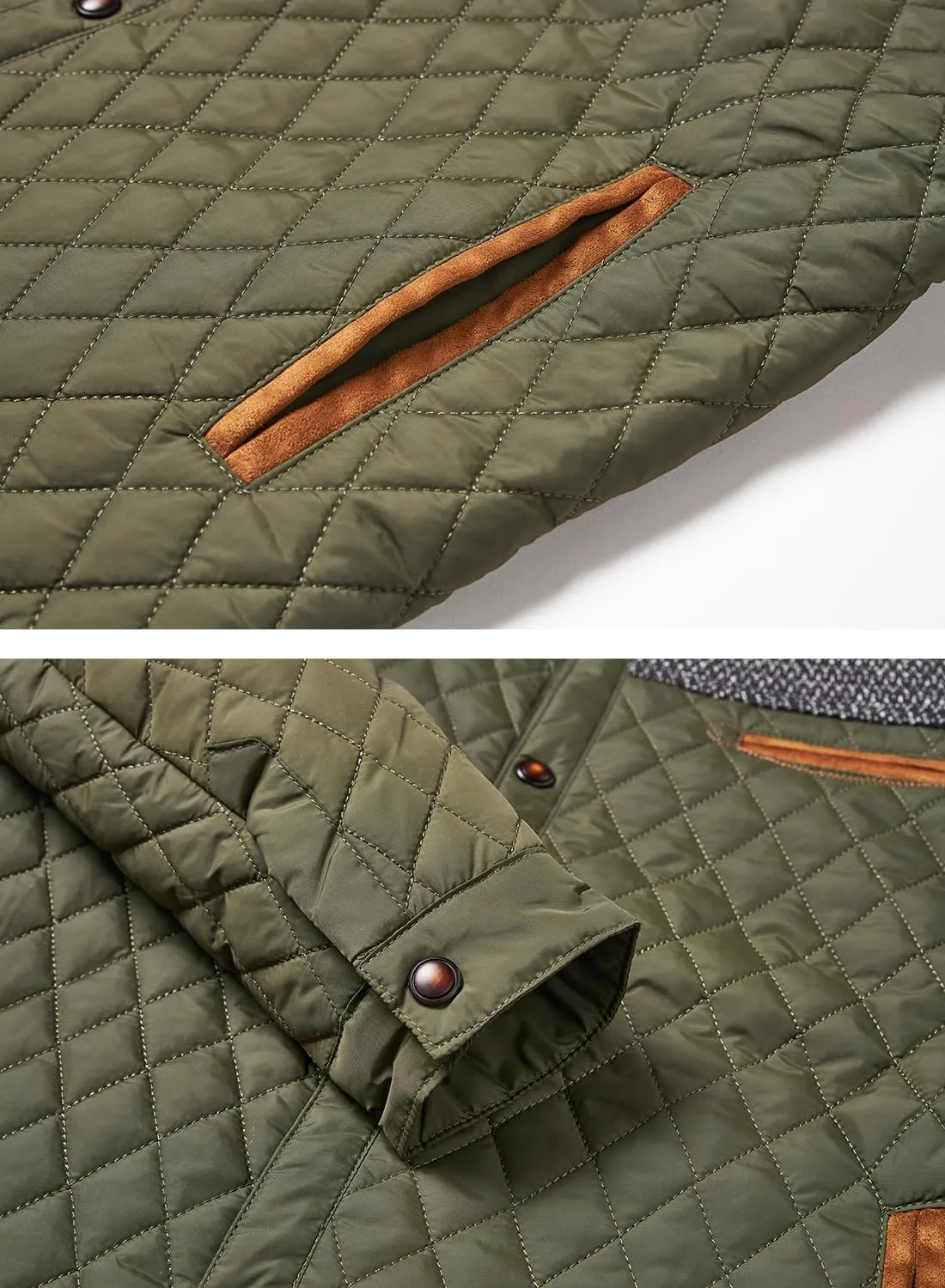 HOOD CREW Men??s Quilted Down Jacket Autumn Winter Coat Lightweight Business Causal Shirt Jacket