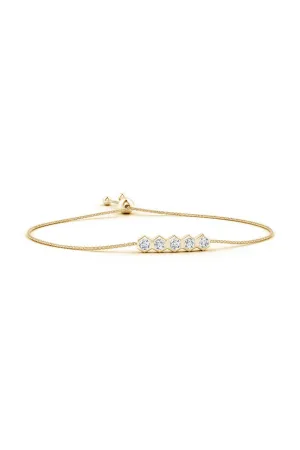 Indochine 14k 5-Hexagon Diamond Bar Bolo Bracelet