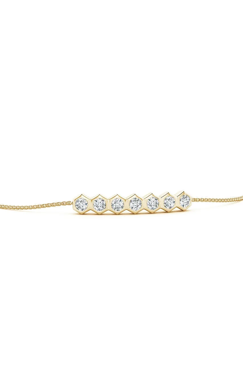 Indochine 14k 7-Hexagon Diamond Bar Bolo Bracelet