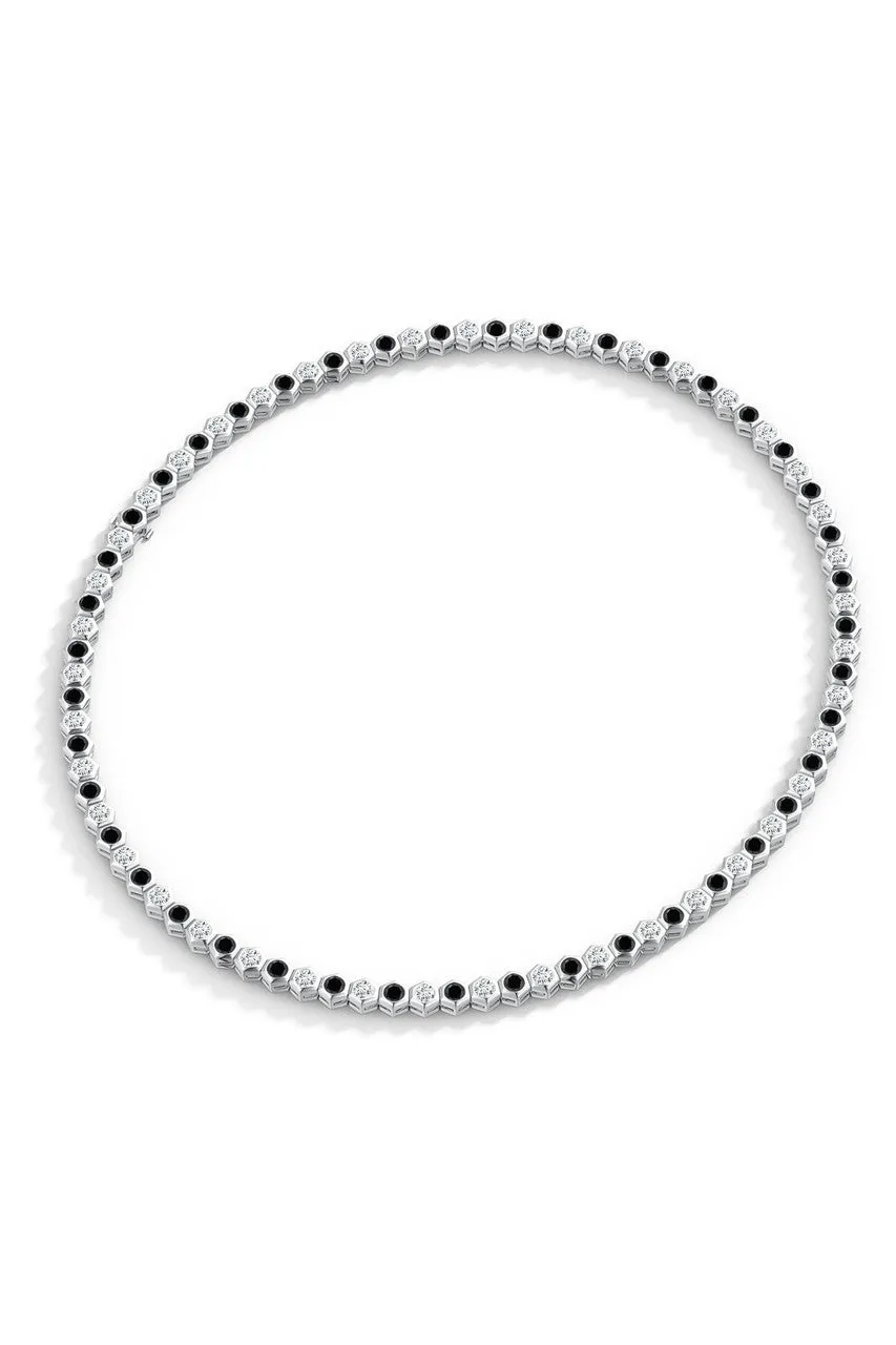Indochine 14k Black & White Diamond Hexagon Tennis Necklace