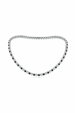 Indochine 14k Black & White Diamond Hexagon Tennis Necklace