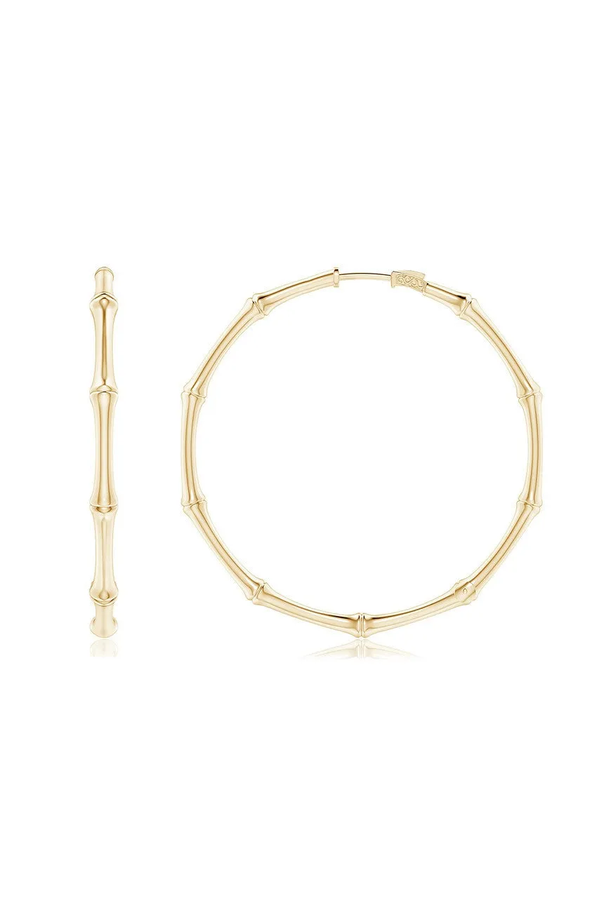 Indochine 14k Medium Bamboo Full Circle Hoop Earrings