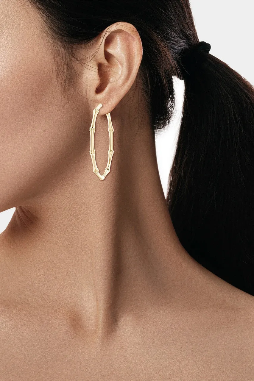 Indochine 14k Medium Bamboo Full Circle Hoop Earrings