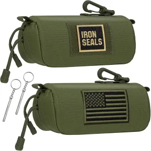 IronSeals 2 Pack Extra Large Tactical Molle Sunglasses Case Anti-Shock Hard Clamshell Glasses Case, XL