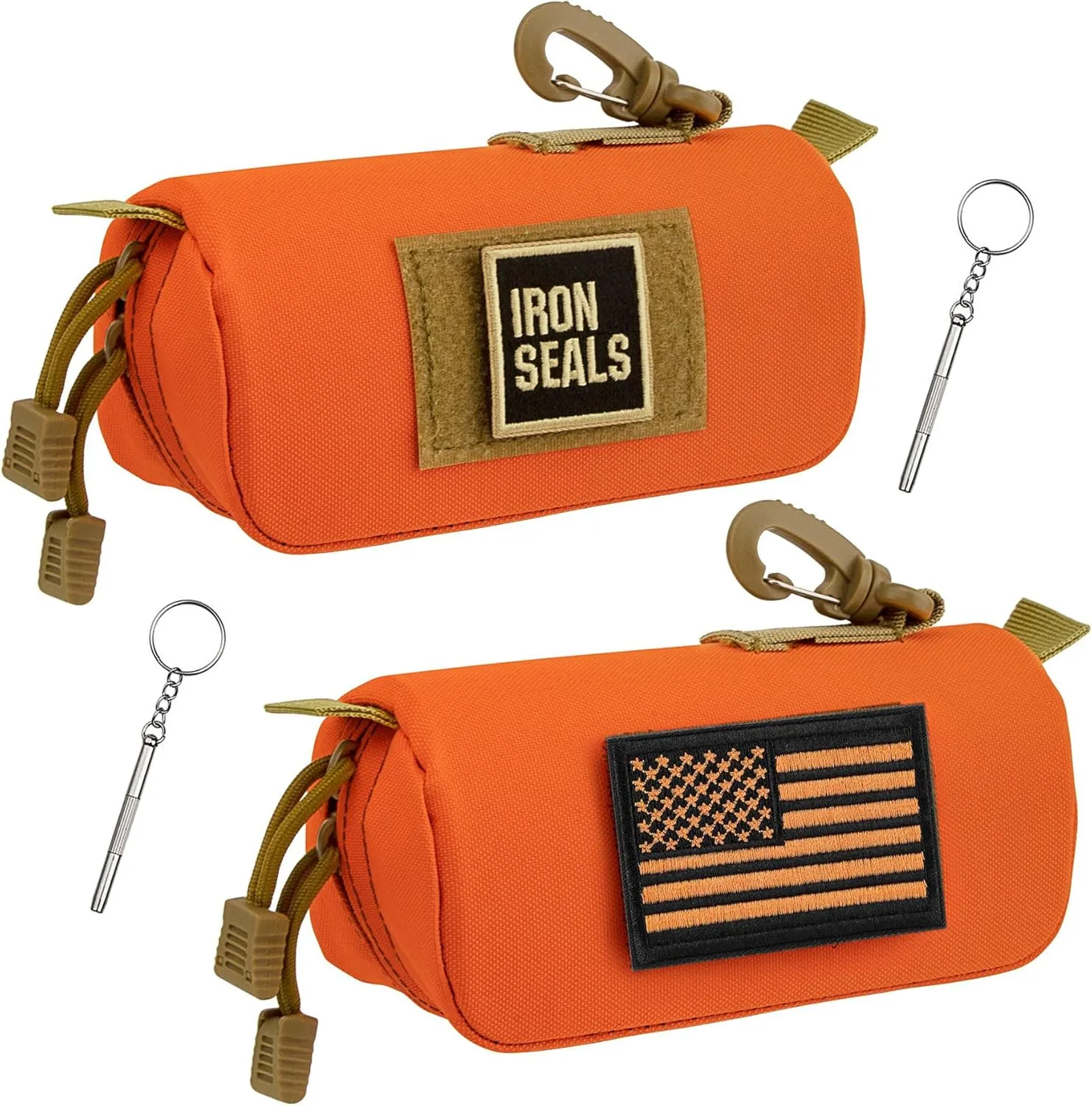 IronSeals 2 Pack Extra Large Tactical Molle Sunglasses Case Anti-Shock Hard Clamshell Glasses Case, XL