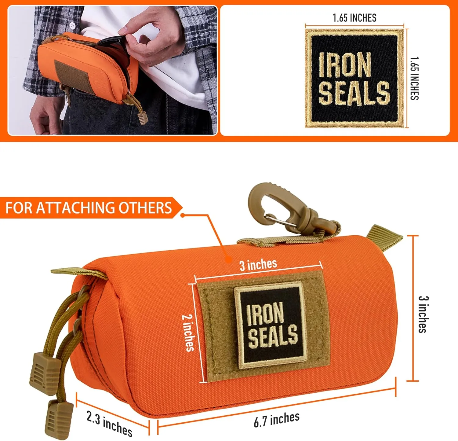 IronSeals 2 Pack Extra Large Tactical Molle Sunglasses Case Anti-Shock Hard Clamshell Glasses Case, XL
