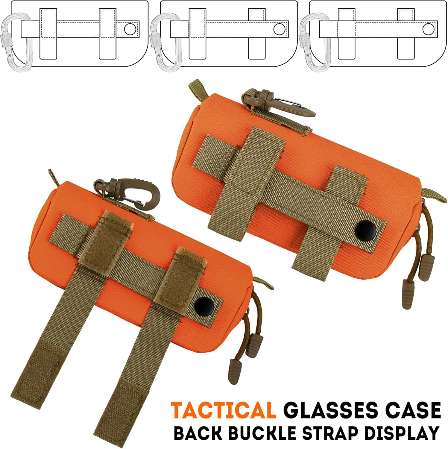 IronSeals 2 Pack Extra Large Tactical Molle Sunglasses Case Anti-Shock Hard Clamshell Glasses Case, XL