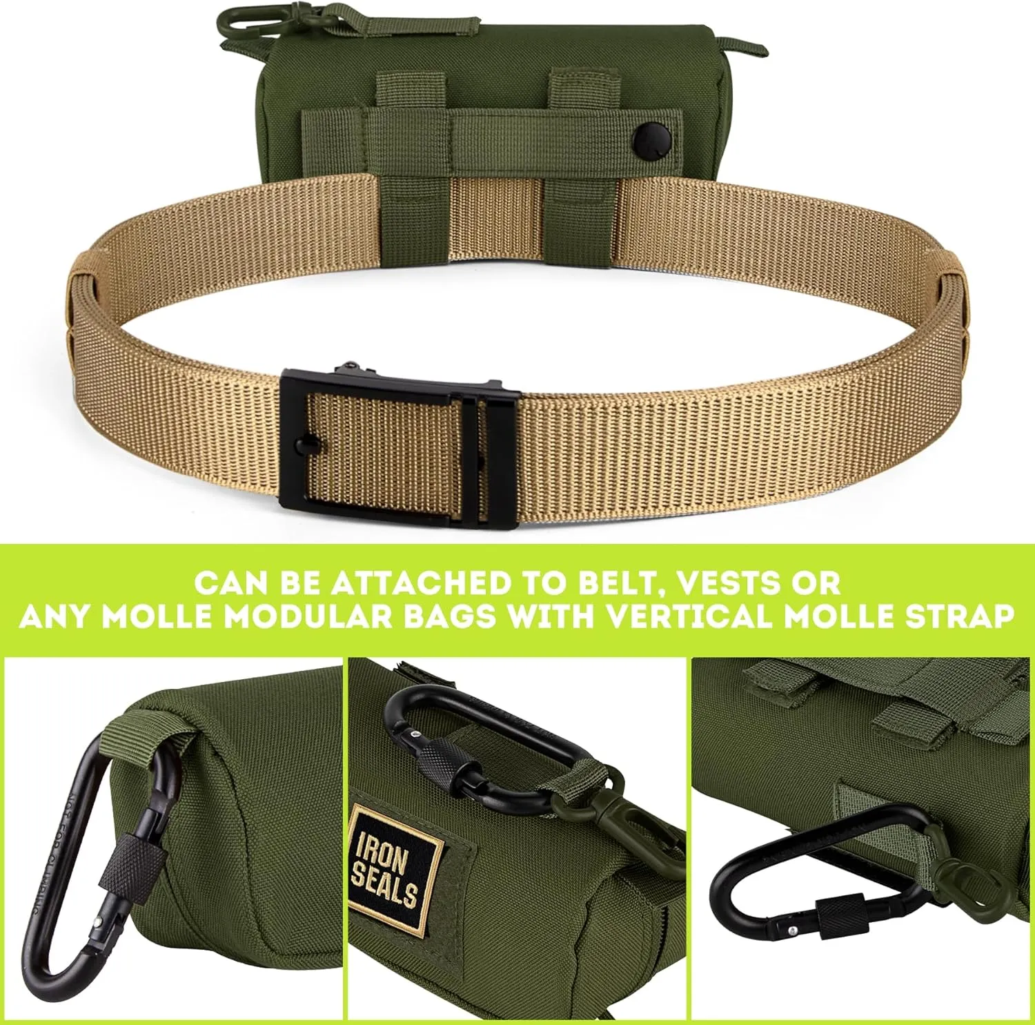 IronSeals 2 Pack Extra Large Tactical Molle Sunglasses Case Anti-Shock Hard Clamshell Glasses Case, XL