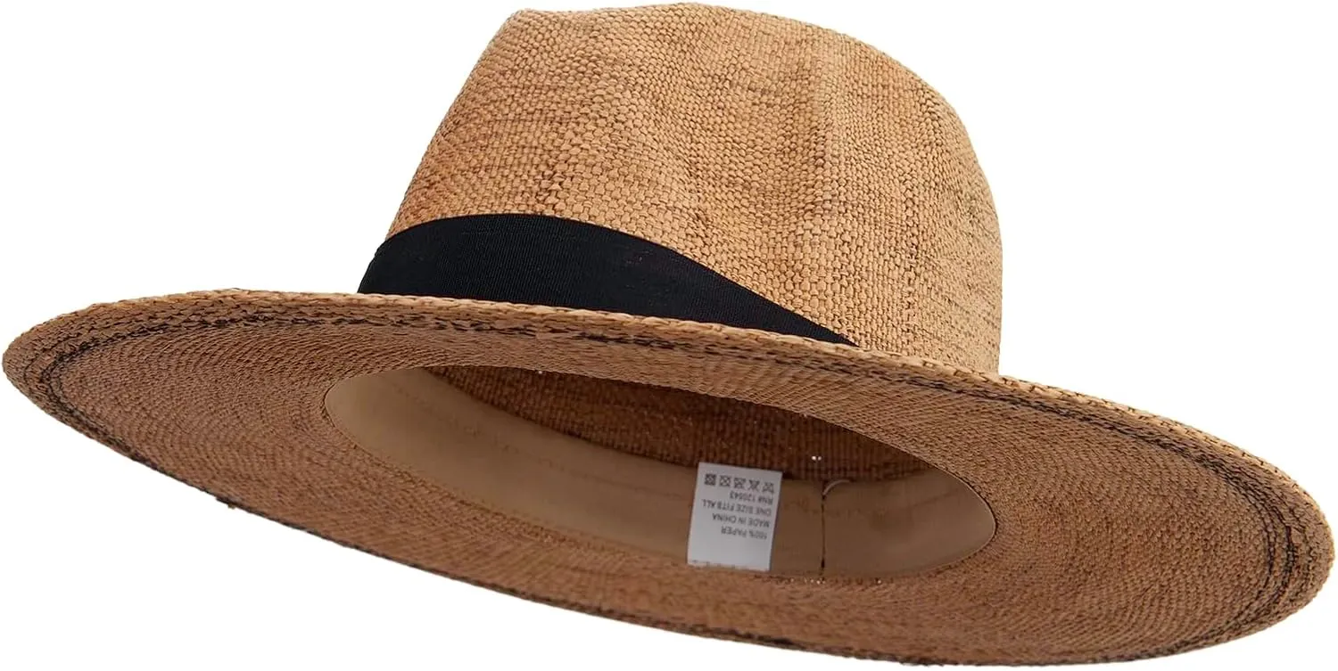 Jeanne Simmons Women's Flat Brim Woven Paper Fedora Hat