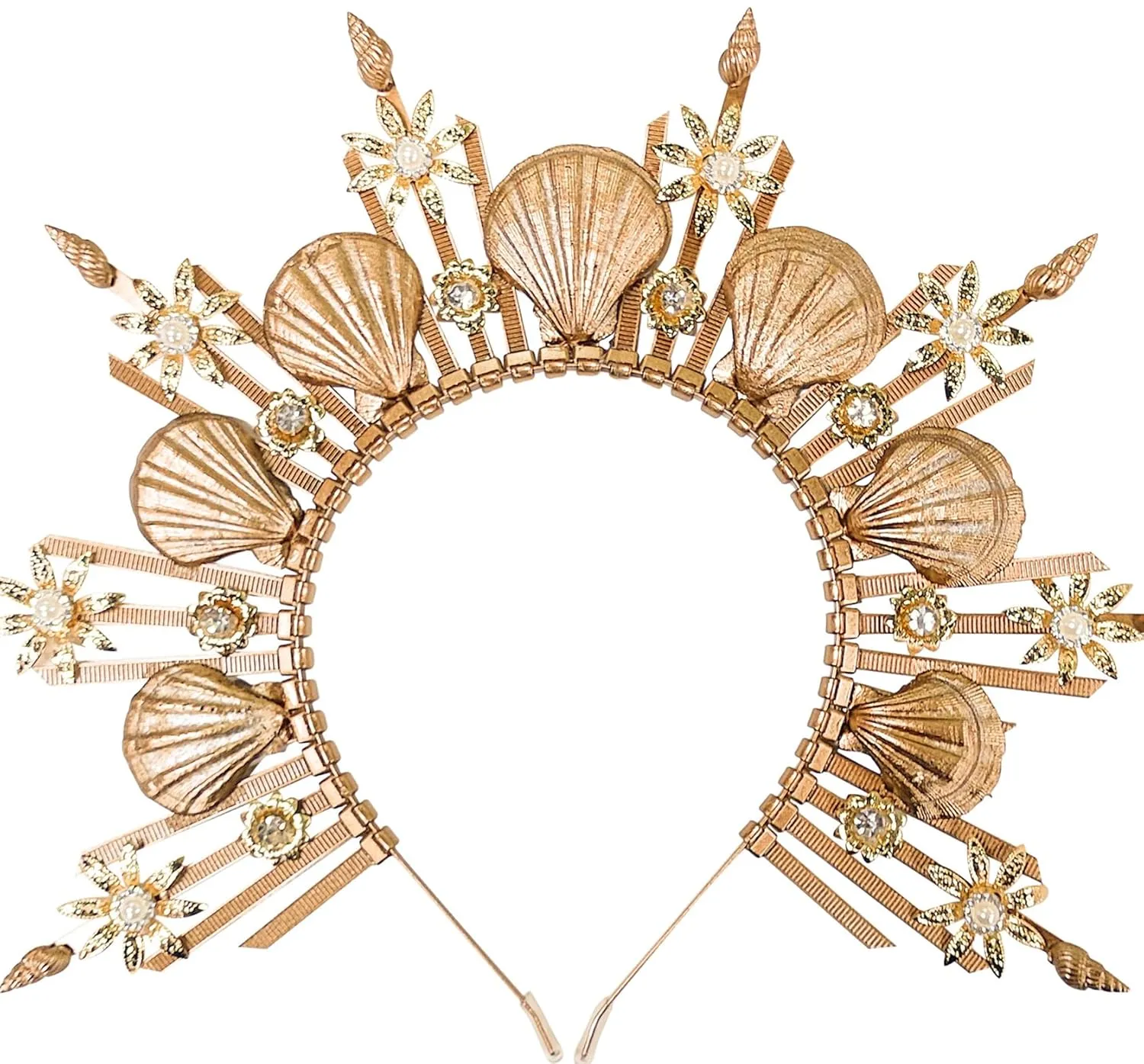 JeVenis Luxury Gold Halo Crown Headpiece Mermaid Headband Seashell Crown Headband Siren Costume Women Halloween Cosplay Renaissance
