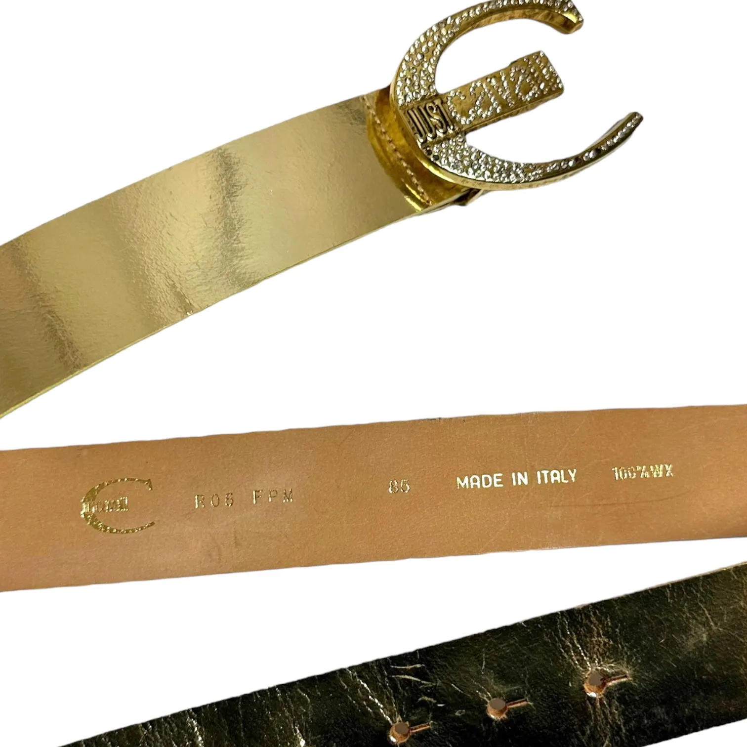 Just Cavalli Gold Leather Belt