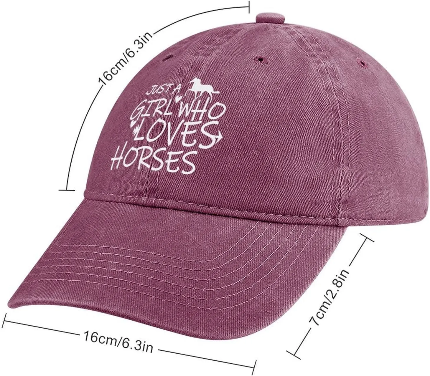 Just Girl Who Loves Horse Hat Baseball Cap for Women Adjustable Trendy Hats Cotton
