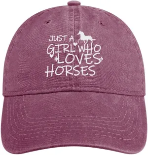 Just Girl Who Loves Horse Hat Baseball Cap for Women Adjustable Trendy Hats Cotton