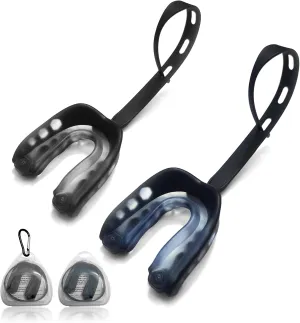 Kids Sports Mouthguard Football Mouth Guard, 2 Pack with Case and Strap Mouth Guard Football, 1.7 x 1.96 inches, for Boxing, Basketball, Hockey, Ages 4-8