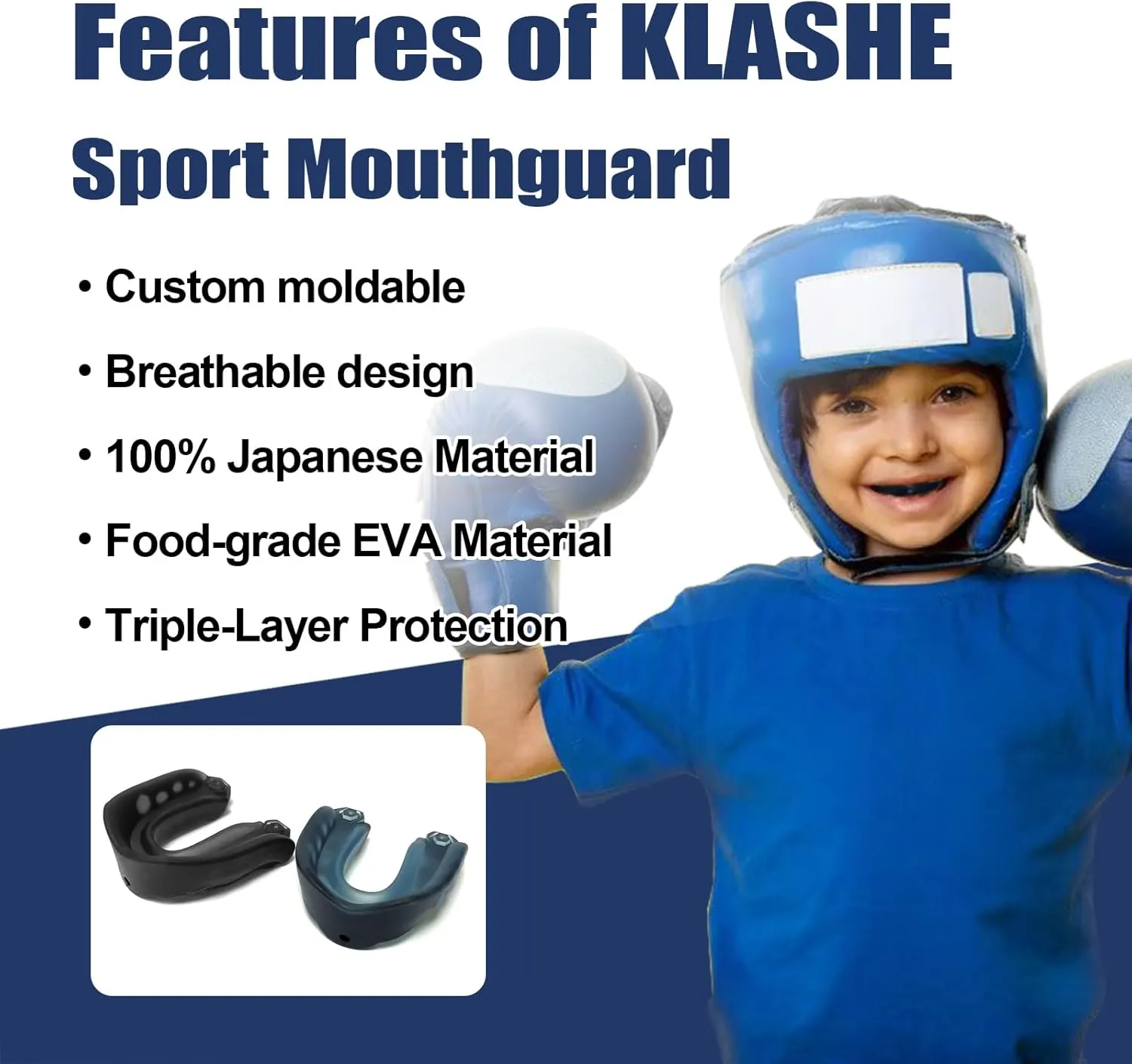 Kids Sports Mouthguard Football Mouth Guard, 2 Pack with Case and Strap Mouth Guard Football, 1.7 x 1.96 inches, for Boxing, Basketball, Hockey, Ages 4-8