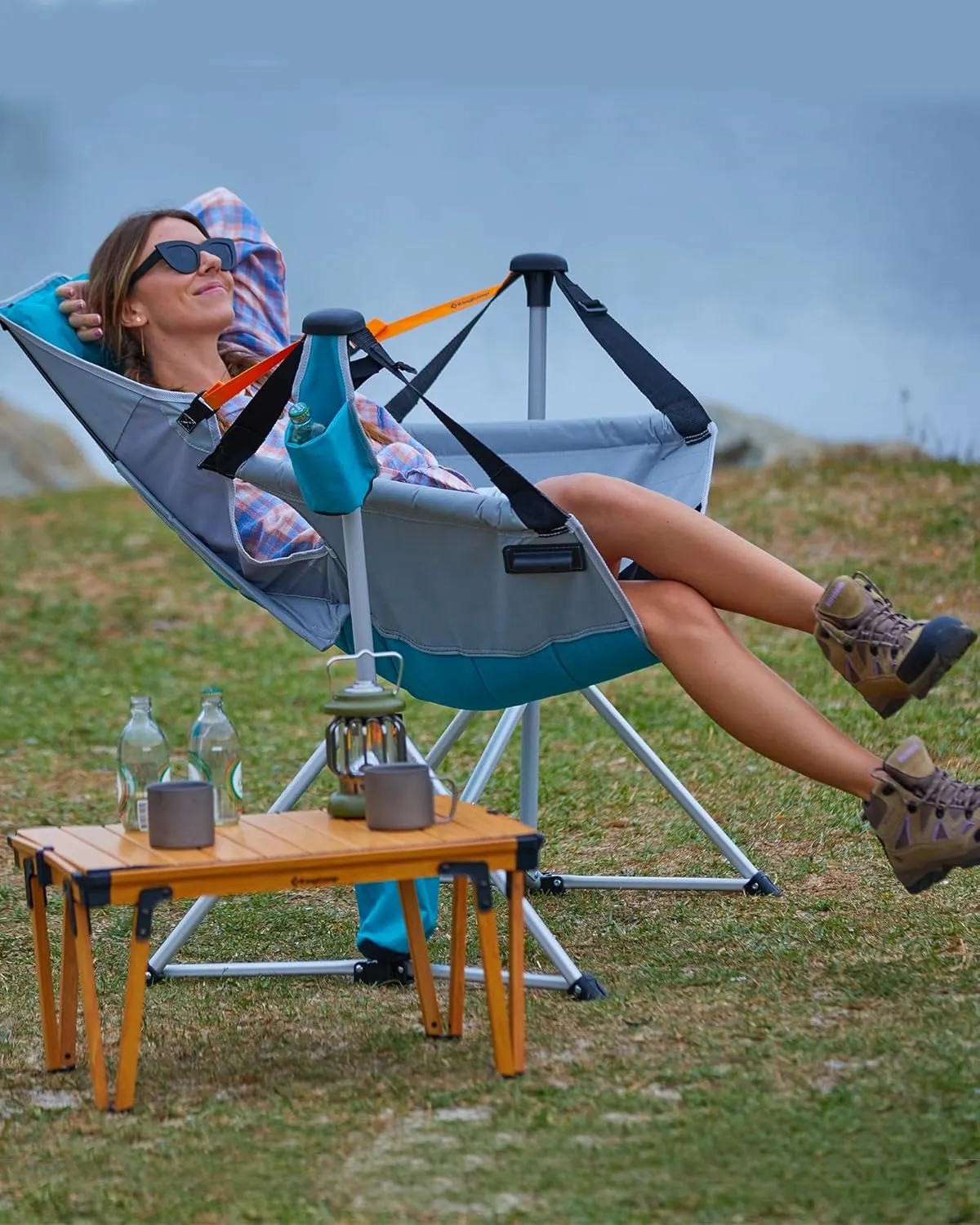 KingCamp Hammock Camping Chair, Swinging Portable Folding Camp Chairs for Adults Max 400lbs Heavy Duty Foldable Oversized Rocker with Aluminum Alloy Frame Cup Holder for Outdoor Beach Patio Sport