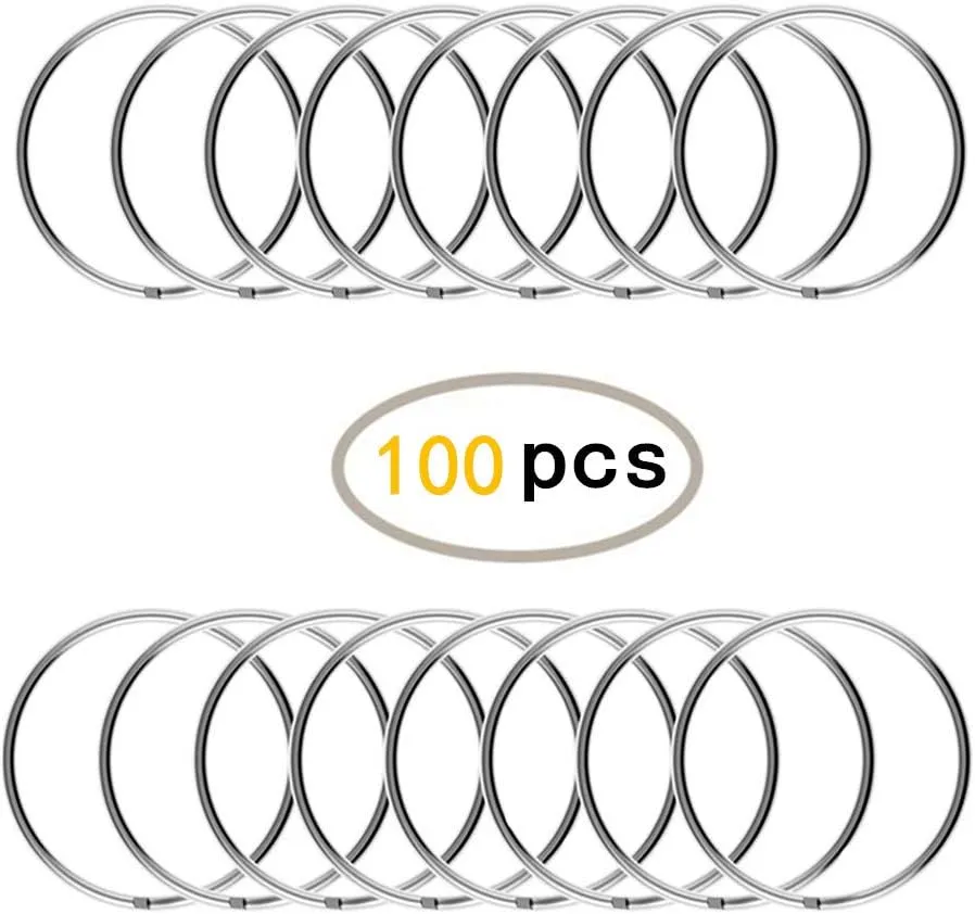 KINGFOREST 100-Pack Split Key Rings (1 Inch/25mm) - Silver Nickel Metal Keychain Rings for Keys, DIY Crafts, Bags & Accessories - Durable Bulk Keyring Hardware with Smooth Edges