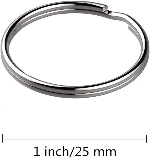 KINGFOREST 100-Pack Split Key Rings (1 Inch/25mm) - Silver Nickel Metal Keychain Rings for Keys, DIY Crafts, Bags & Accessories - Durable Bulk Keyring Hardware with Smooth Edges