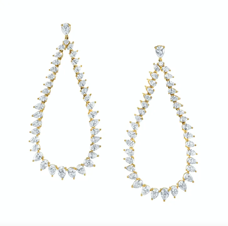 LARGE PEAR DIAMOND SWING EARRINGS