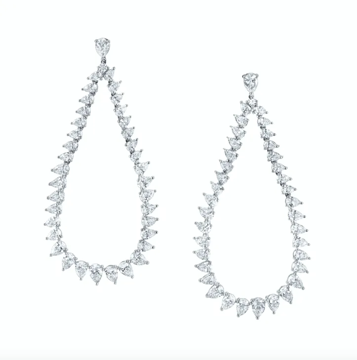 LARGE PEAR DIAMOND SWING EARRINGS