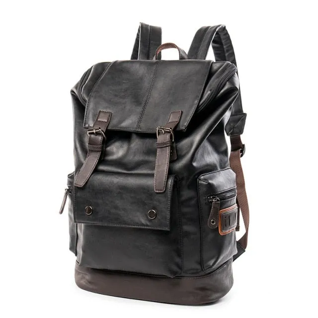 Leather Antitheft Laptop Men Backpack