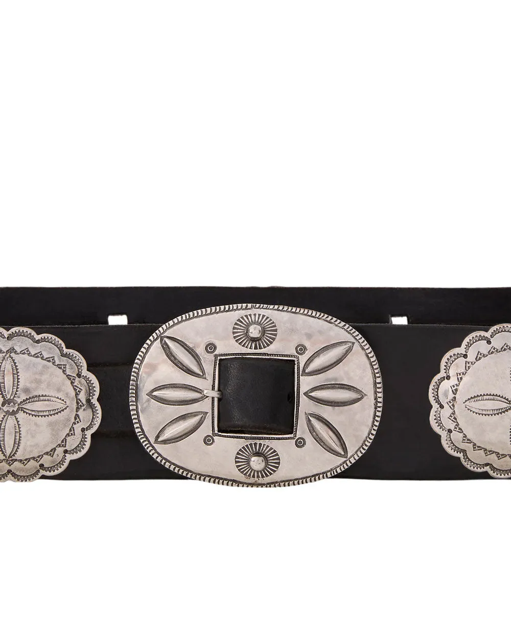 Leather Cast Concho Belt in Black