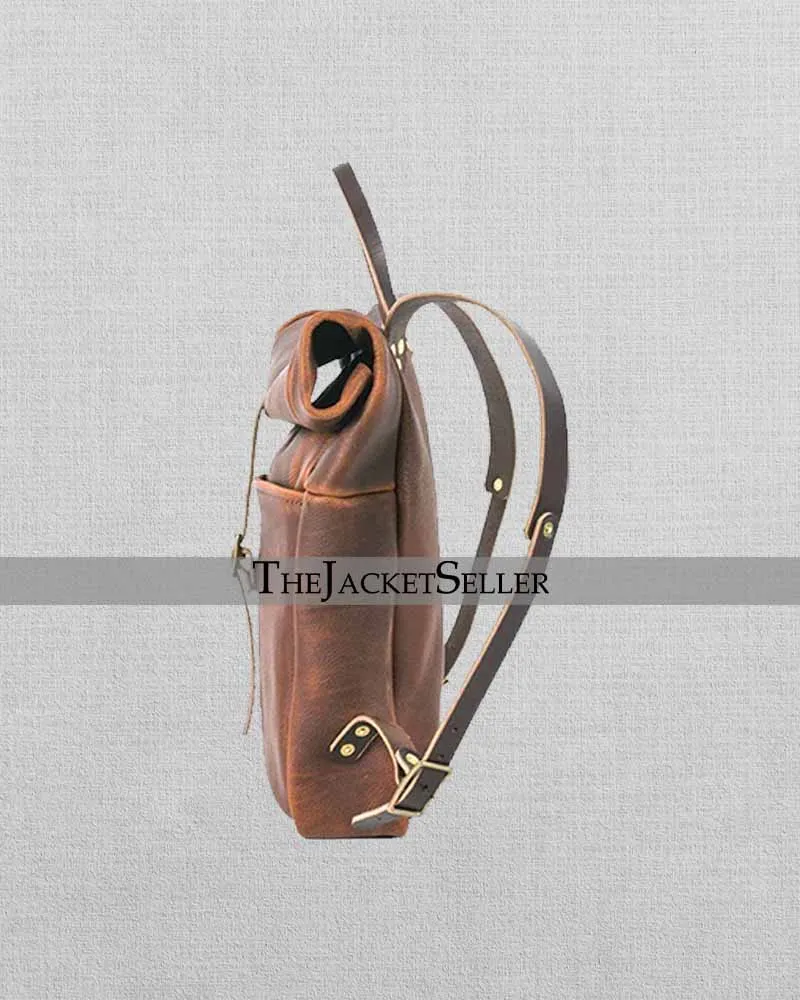 LEATHER ROLL TOP RUCKSACK BACKPACK