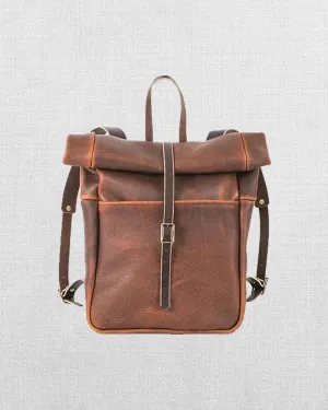 LEATHER ROLL TOP RUCKSACK BACKPACK