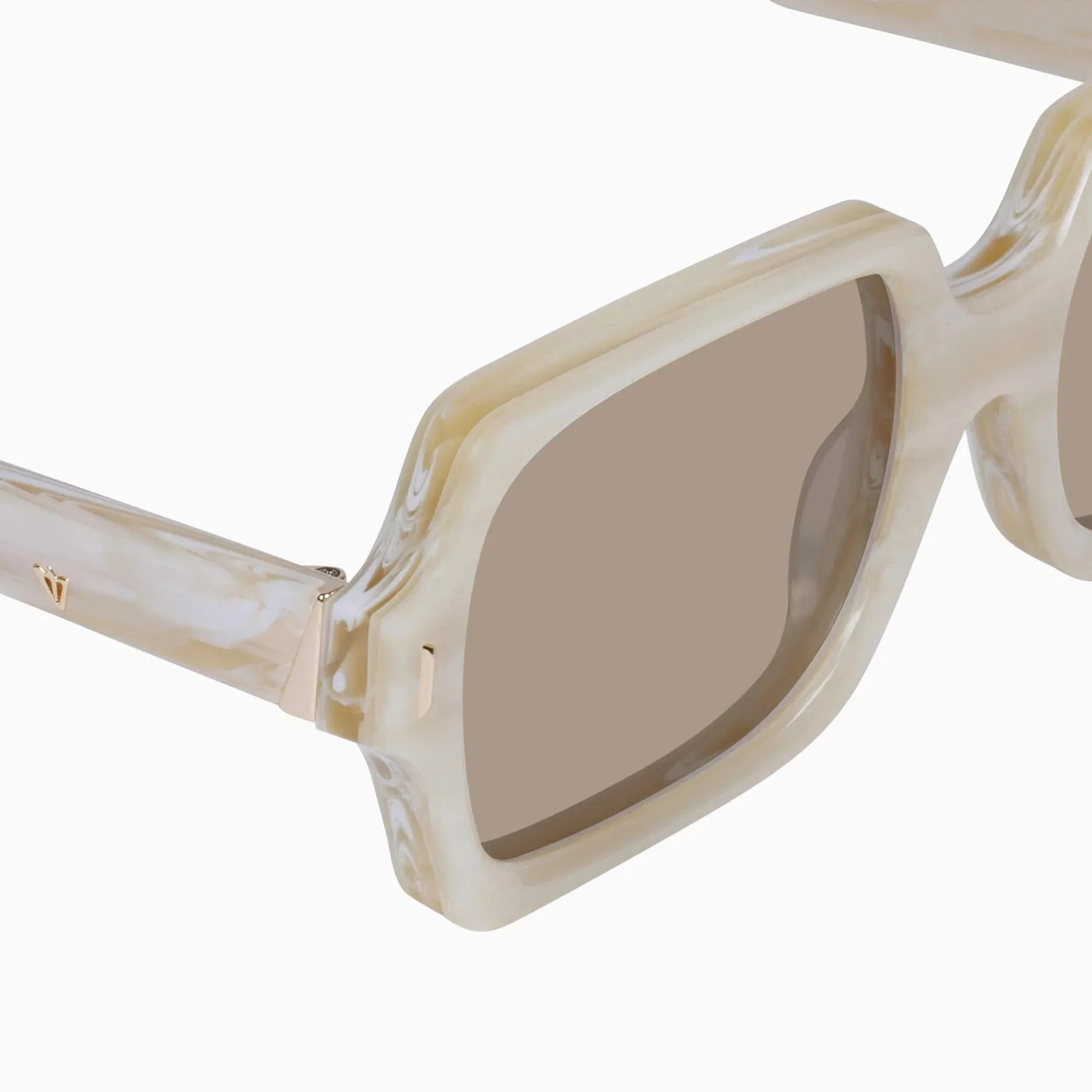 Liberty Sunglasses | Travertine with Gold Metal | Brown Gradient Lens
