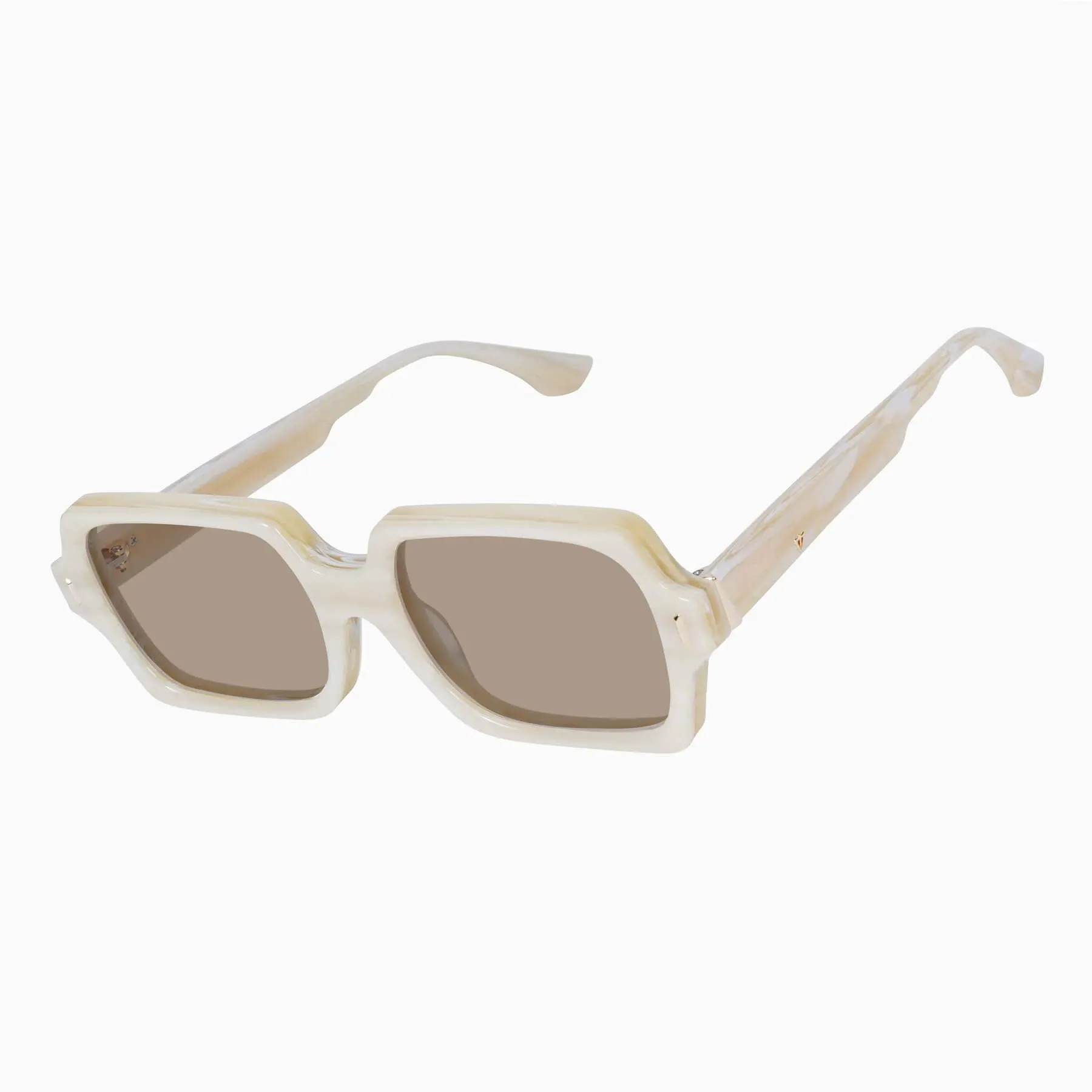 Liberty Sunglasses | Travertine with Gold Metal | Brown Gradient Lens