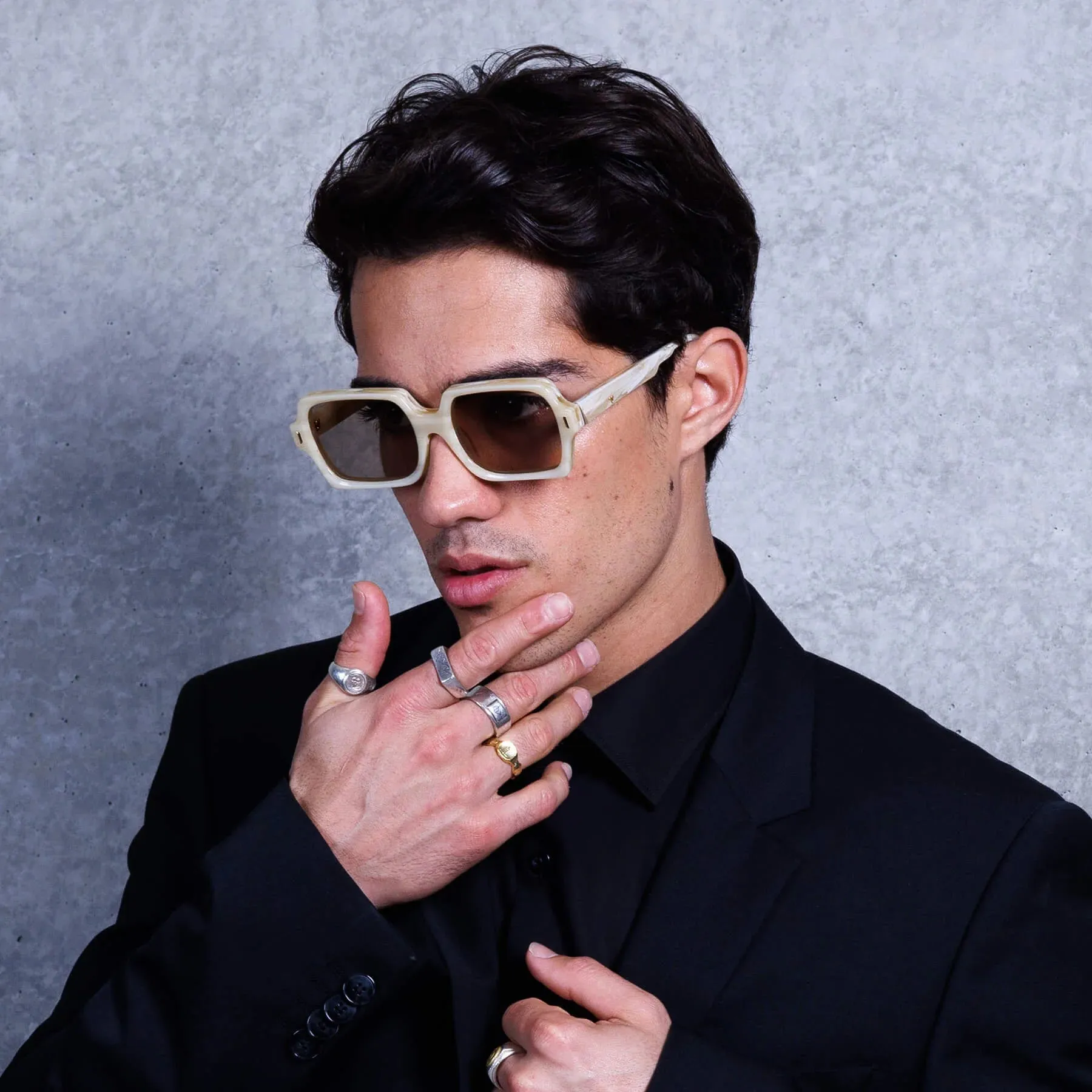 Liberty Sunglasses | Travertine with Gold Metal | Brown Gradient Lens