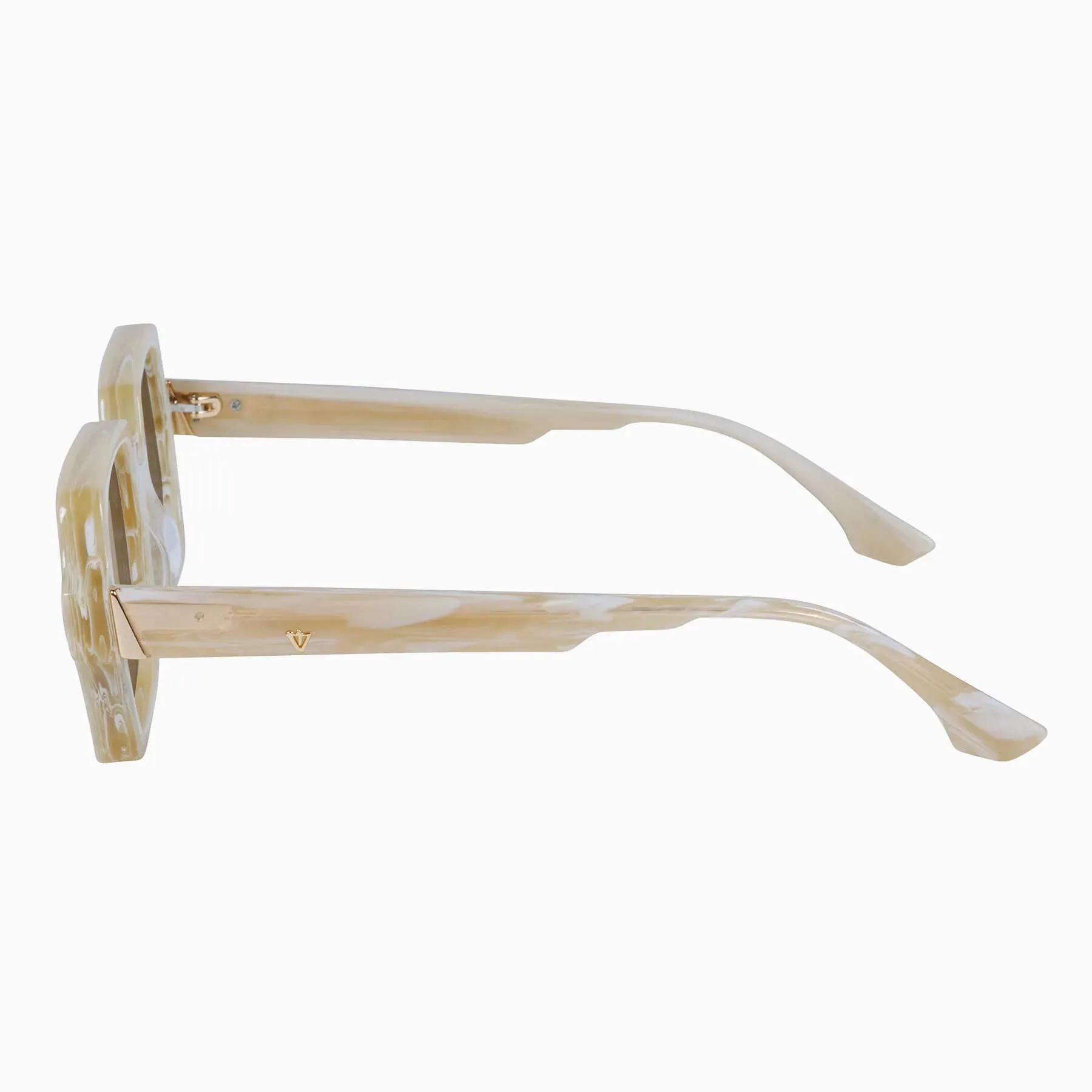 Liberty Sunglasses | Travertine with Gold Metal | Brown Gradient Lens