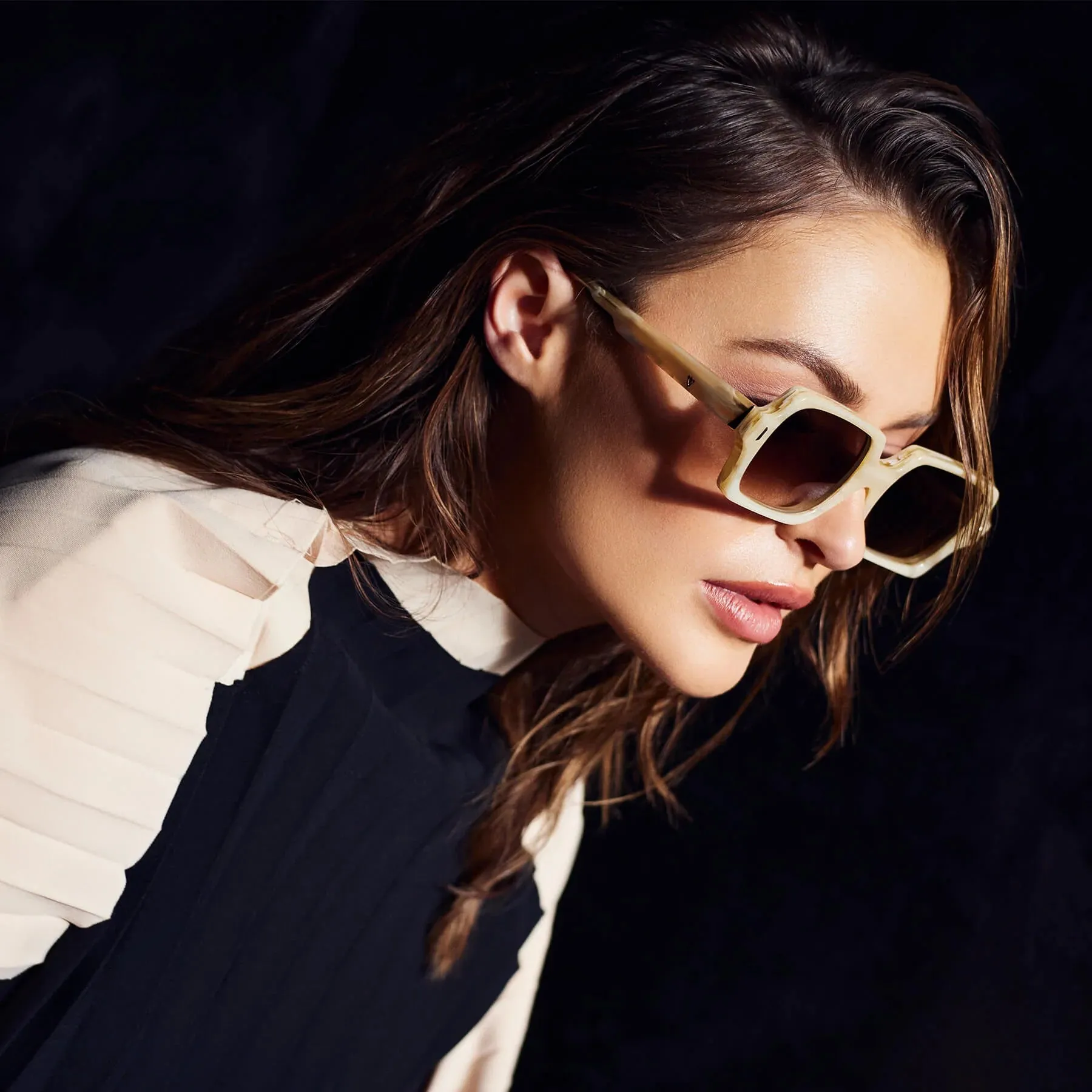 Liberty Sunglasses | Travertine with Gold Metal | Brown Gradient Lens
