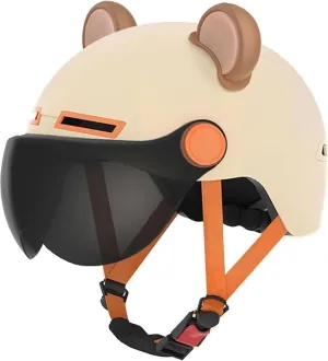 Low Profile Cute Motorcycle Open Face Vespa Cat Ears DOT Approved Helmet,Youth Motorbike Half Helmet with Visor,Men Women Street Scooter Cruiser Moped ATV Electric Helmet