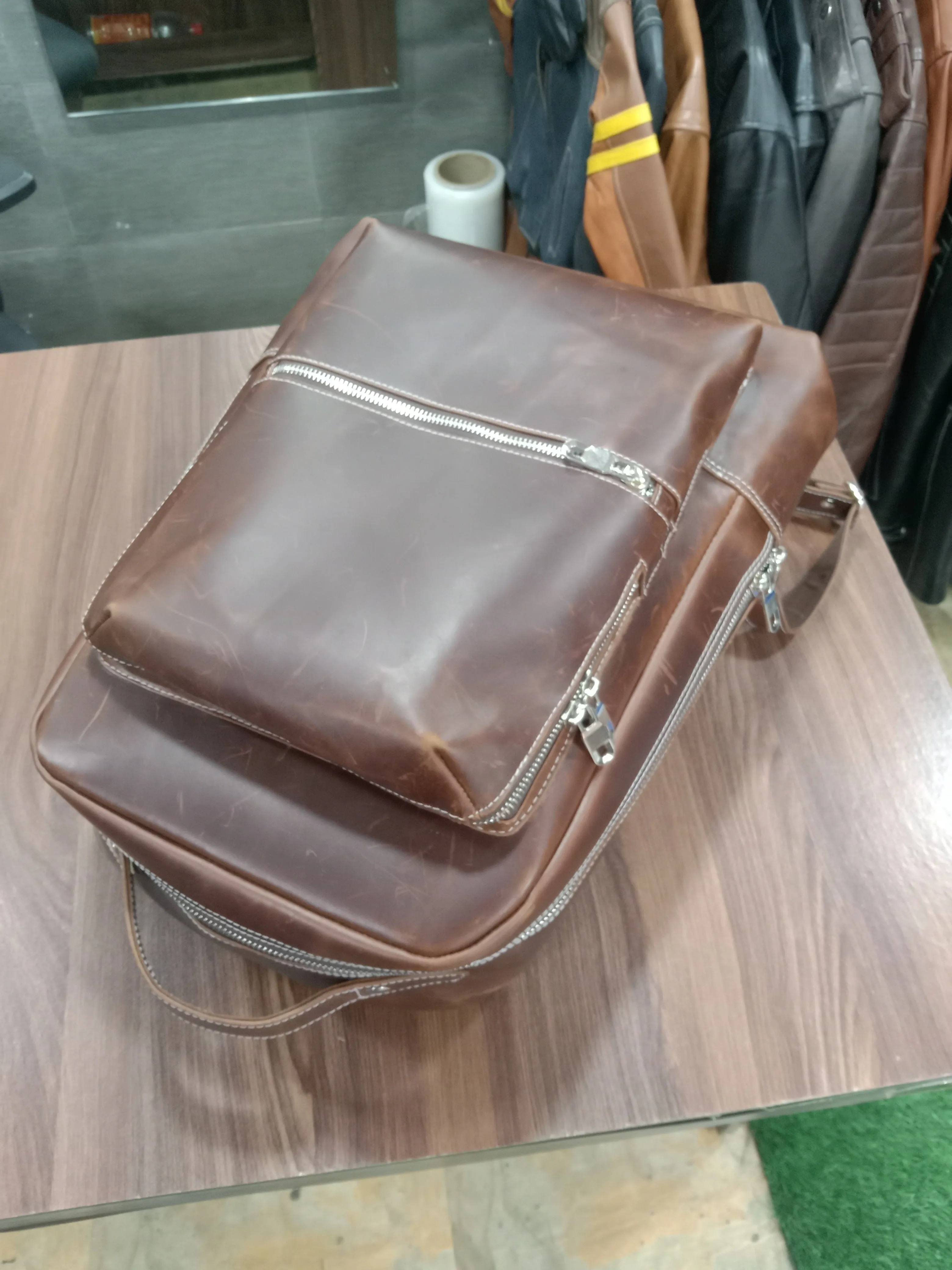 Mano Leather Backpack Bags Brown for Men and Women Laptop Compartment