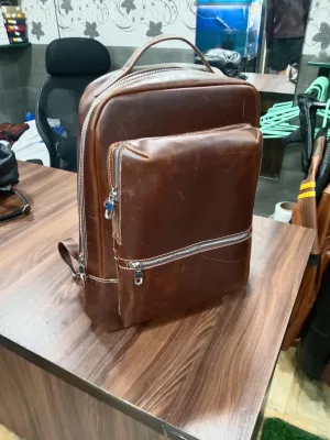 Mano Leather Backpack Bags Brown for Men and Women Laptop Compartment